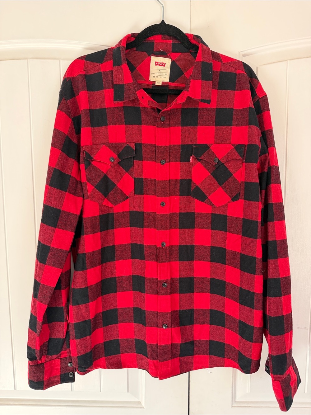 Levi's Red and Black Plaid Button-Down Flannel Shirt